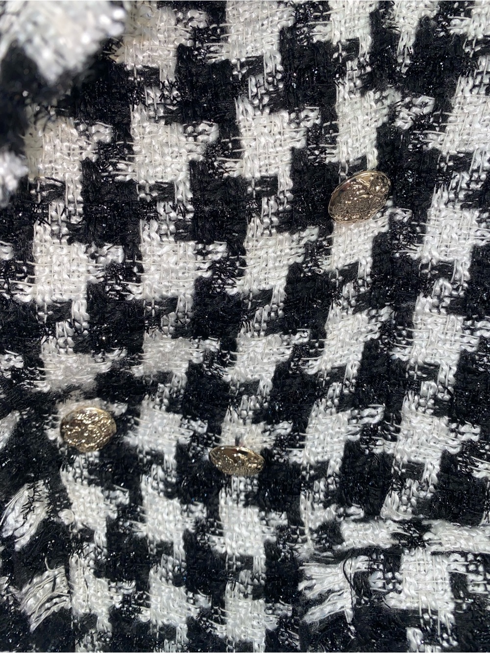 Rachel Zoe Black & White Houndstooth Tweed Bouclé Blazer Size XS - Picture 5 of 5